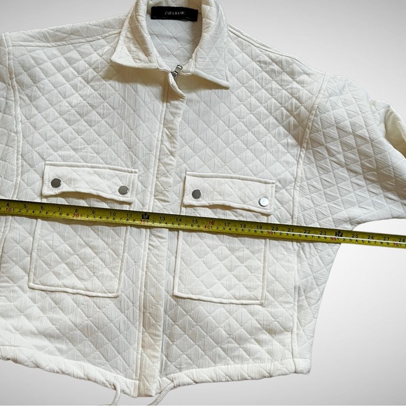 ✨Host Pick✨Zara Light Quilted Oversized Jacket Ivory XS - Picture 9 of 13